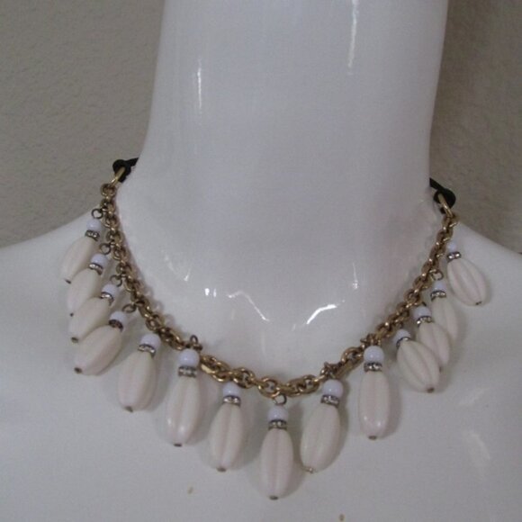 Ann Taylor Gold Tone Bead Tassel Necklace - Picture 2 of 2